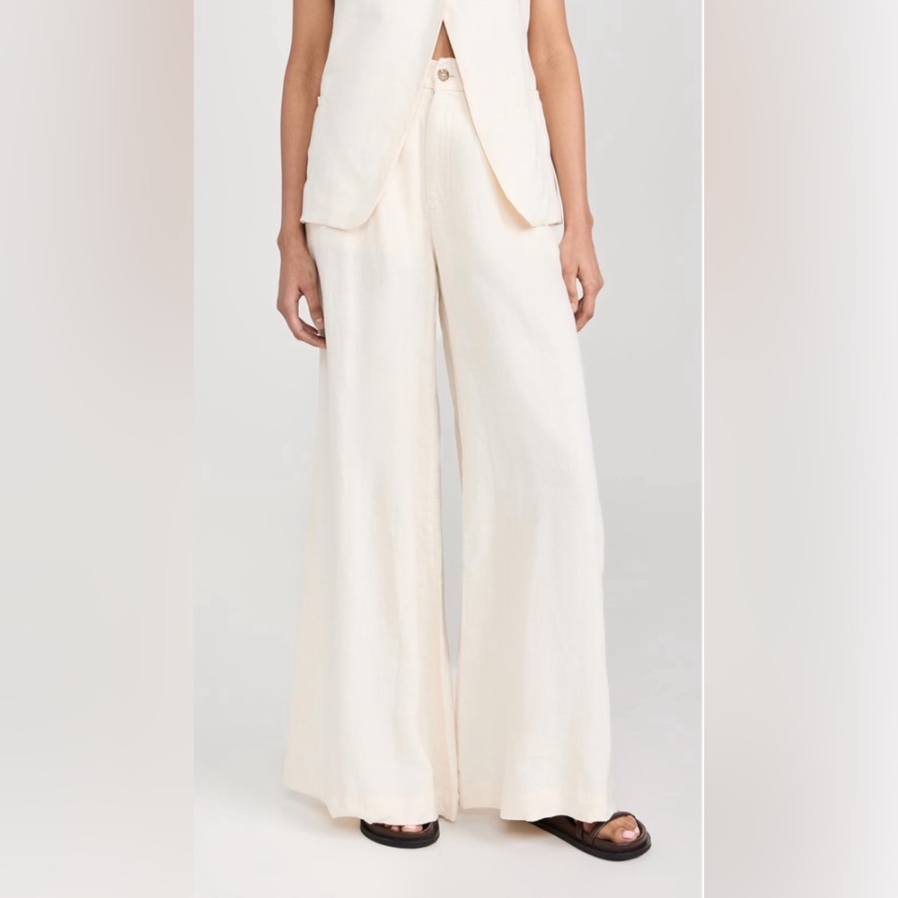 DL1961 Lucila Pleated Ultra Wide Leg Ultra High in Flax Linen, size 26